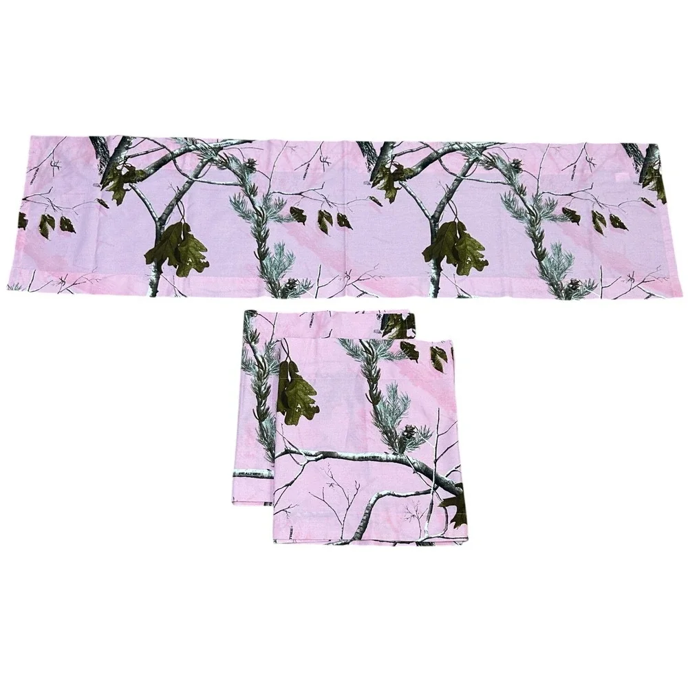 Pink Camo Valance Curtains Set of 3 Hunting Cabin Lodge Decor Realtree